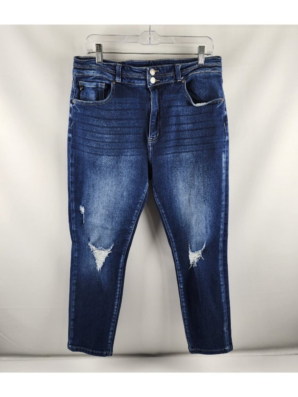 KanCan Jeans Womens 31x26 Blue High Rise Distressed Cropped Denim 128035